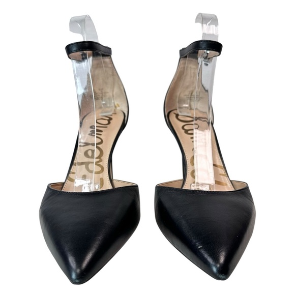 Sam Edelman Harlow Black Leather Ankle Strap Stiletto Heels Dressy Quiet Luxury - Picture 6 of 14
